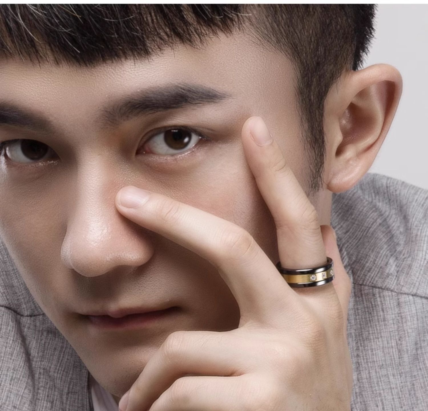 8mm Men's Precept Finger Tide Plate Changing Food Finger Single Body Square Edition Personal Nail Artificial Stone Precept