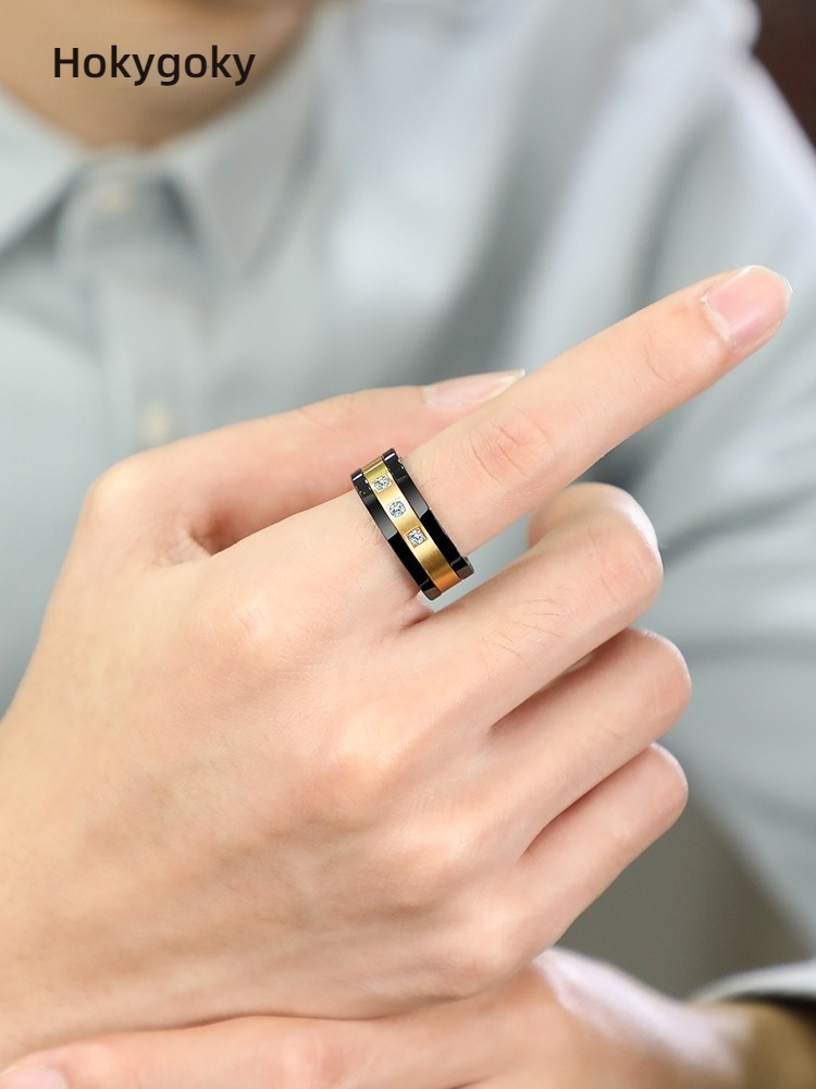 8mm Men's Precept Finger Tide Plate Changing Food Finger Single Body Square Edition Personal Nail Artificial Stone Precept