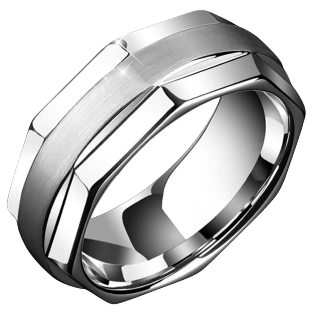 8mm Men's Light Luxury Niche Exquisite Ring High-End Simple Silver 