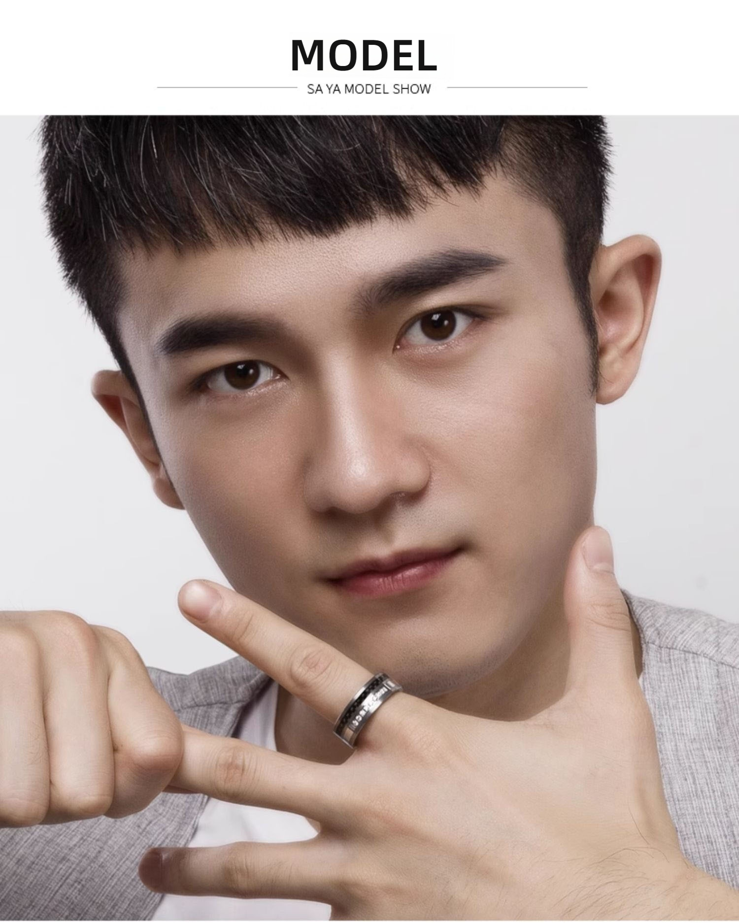 7mm Men's Tungsten Ring Trend Retro European and American Ring Ring Finger Black CNC Claw Inlaid Zirconia Carbon Fiber Index Finger Single Ring Fashionable and Durable