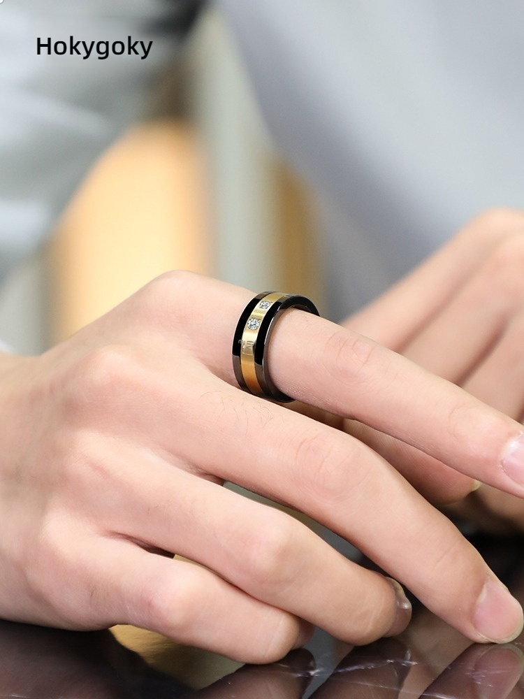 8mm Men's Precept Finger Tide Plate Changing Food Finger Single Body Square Edition Personal Nail Artificial Stone Precept