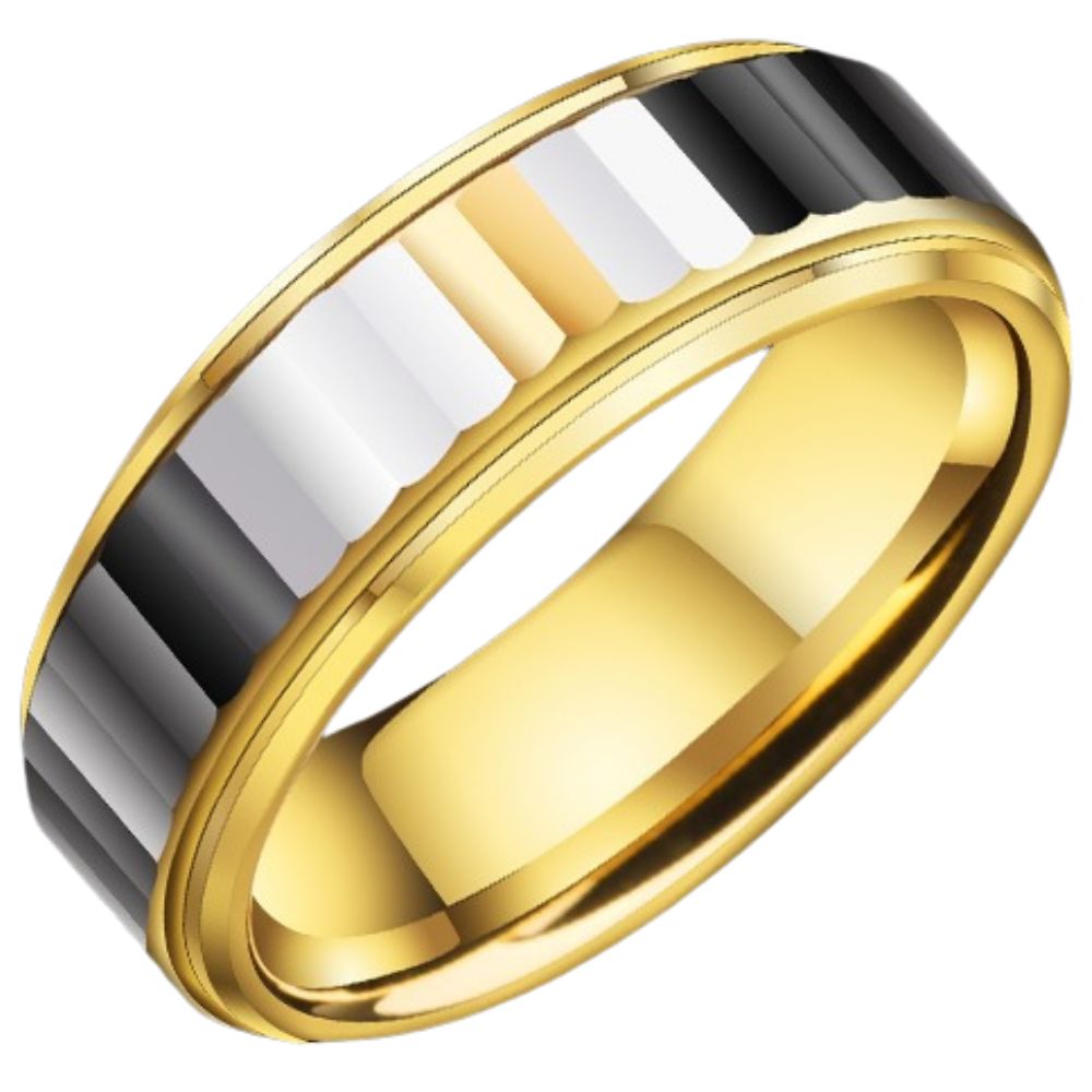 Men's Personality Fashion Wide Version Tungsten Steel Ring Hip-Hop Jewelry 