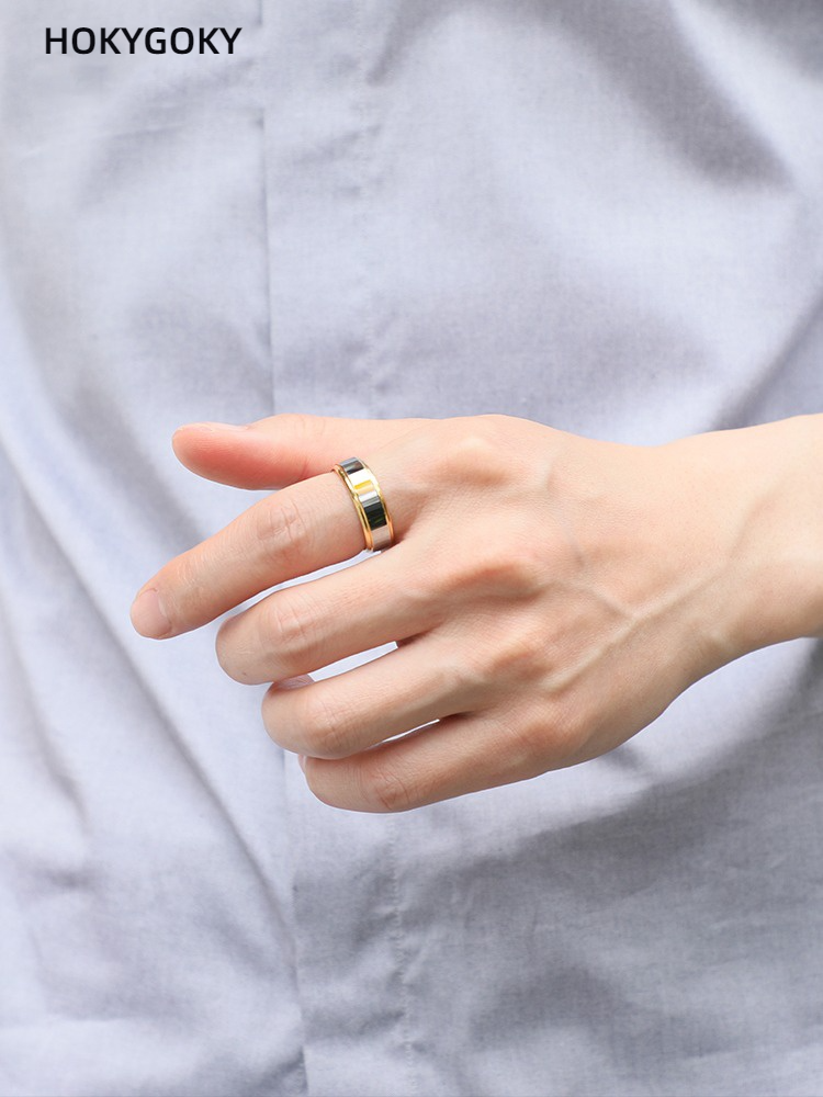 Men's Personality Fashion Wide Version Tungsten Steel Ring Hip-Hop Jewelry 