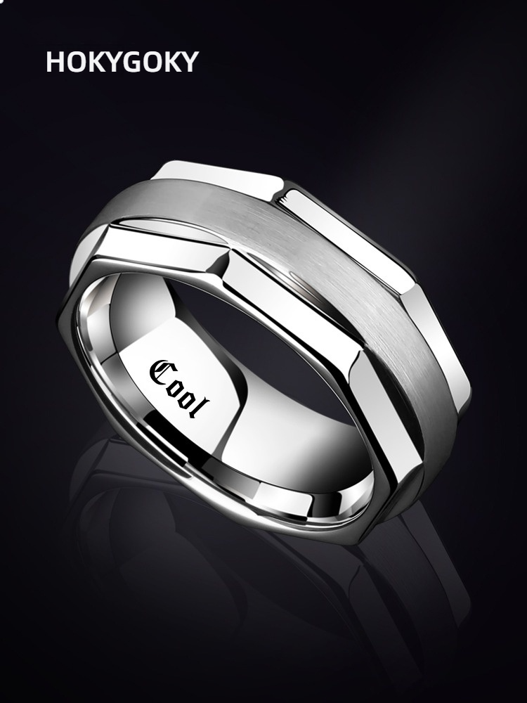8mm Men's Light Luxury Niche Exquisite Ring High-End Simple Silver 