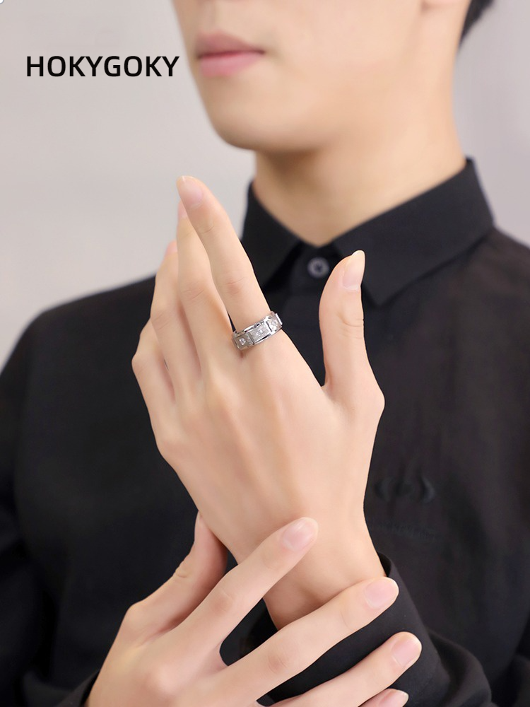 8mm Unisex Tungsten Gold Hammered Black Silver Fashion High-End Zircon Diamond Ring  