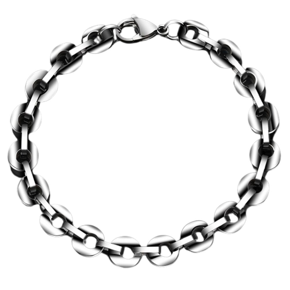 Men's Tungsten Bracelet, Fashionable Niche Design, Personalized Luck, Single, Simple Silver Tungsten Bracelet, Rock and Roll Cycling Style, 8-Shaped Ring Buckle Design, Scratch-Resistant and Wear-Resistant, Can Be Engraved