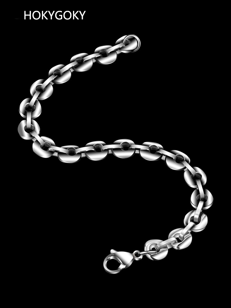 Men's Tungsten Bracelet, Fashionable Niche Design, Personalized Luck, Single, Simple Silver Tungsten Bracelet, Rock and Roll Cycling Style, 8-Shaped Ring Buckle Design, Scratch-Resistant and Wear-Resistant, Can Be Engraved