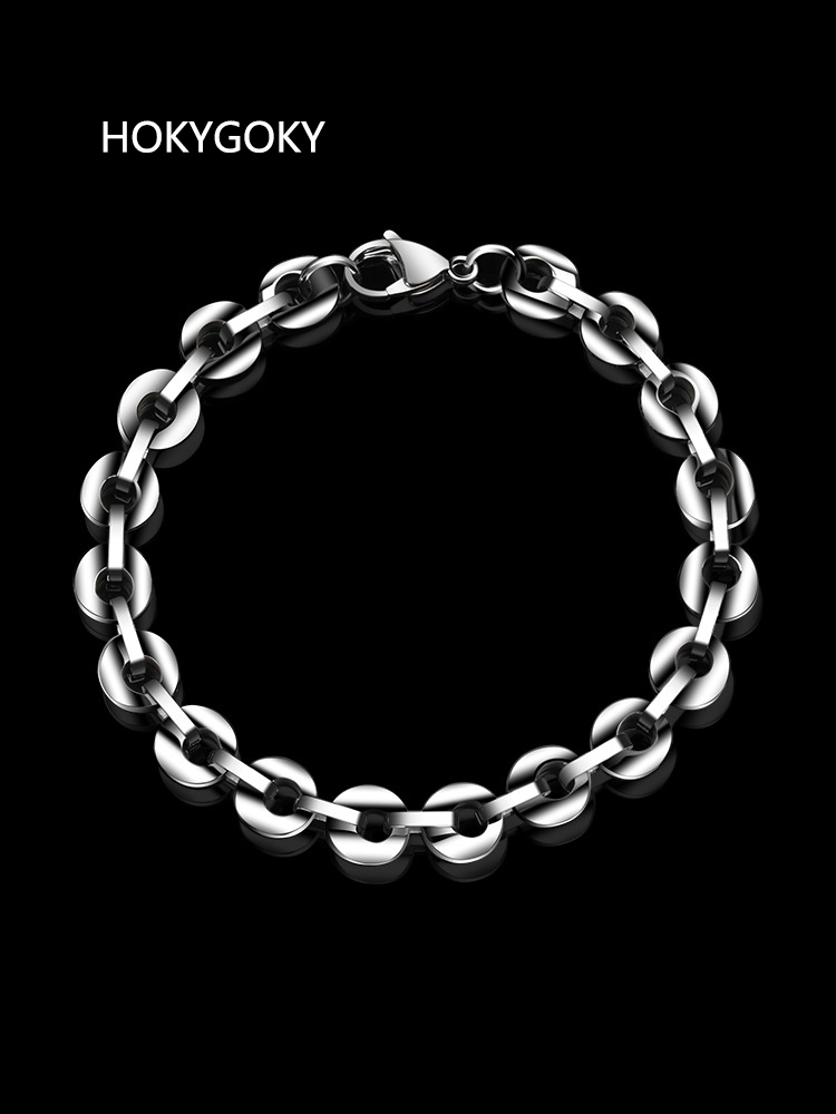 Men's Tungsten Bracelet, Fashionable Niche Design, Personalized Luck, Single, Simple Silver Tungsten Bracelet, Rock and Roll Cycling Style, 8-Shaped Ring Buckle Design, Scratch-Resistant and Wear-Resistant, Can Be Engraved