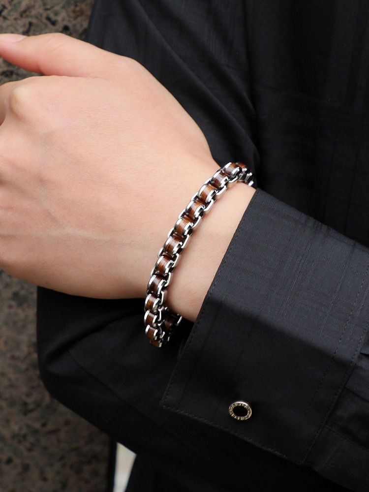 Men's Bracelet, Personalized Acacia Wood Fortune-Transfer Tungsten Gold Bracelet, Simple Niche Bracelet, High-End Sense Of Style And Good Luck! Acacia Wood Tungsten Gold Men's Bracelet | Simple and Light Luxury, Casual and Business All-Match