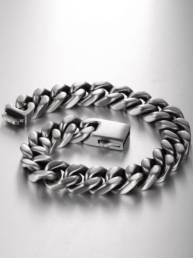 Men's Cuban Titanium Steel Bracelet Retro Old Hip-hop European and American Simple American Trendy Original Versatile Boys Personality Fashion Durable