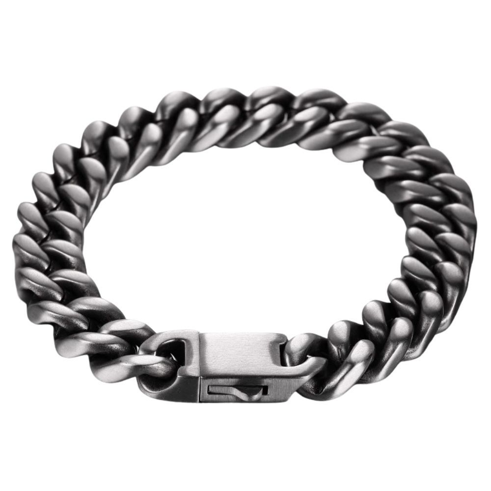 Men's Cuban Titanium Steel Bracelet Retro Old Hip-hop European and American Simple American Trendy Original Versatile Boys Personality Fashion Durable