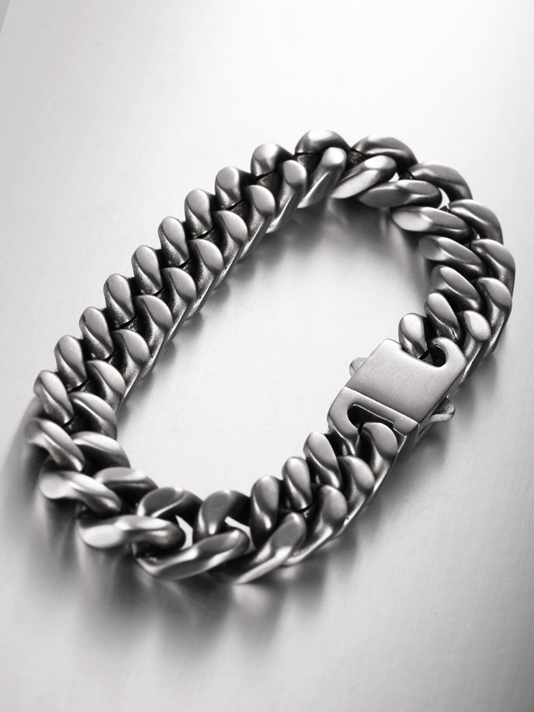 Men's Cuban Titanium Steel Bracelet Retro Old Hip-hop European and American Simple American Trendy Original Versatile Boys Personality Fashion Durable