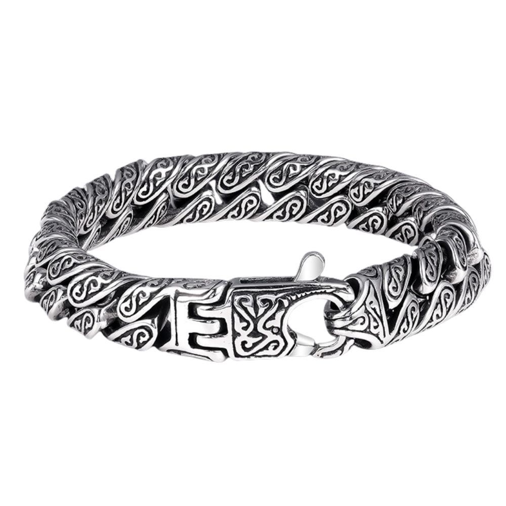 Men's Bracelet Titanium Steel Auspicious Cloud Retro Old Unique Pattern Design Bracelet High-end Sense All-match Hip-hop Jewelry Personality Niche Design Trend