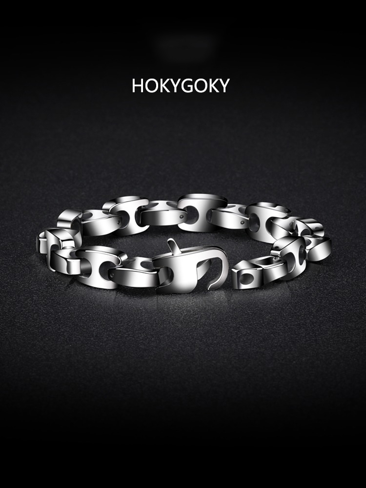 20cm Men's Bracelet, Domineering, Single, Simple, Fashionable Men's Jewelry, Niche, Personalized Bracelet, Circular Tungsten Gold Bracelet | Interlocking, Free Engraving, Wear-Resistant and Non-Fading, Rock and Roll Cycling Fashion