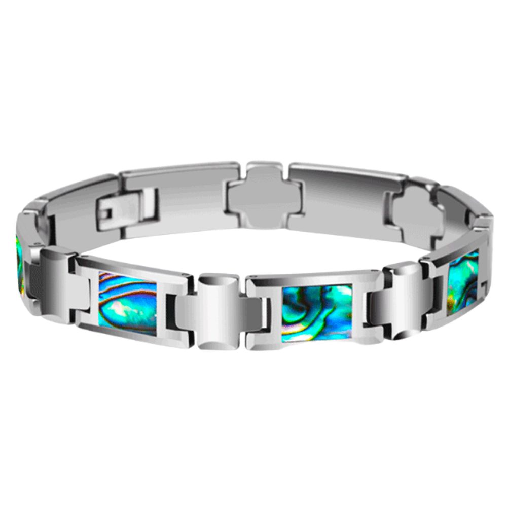 20.5cm Men's Bracelet Inlaid with Tungsten Gold and Ocean Shells, Colorful Jewelry, Trendy Personality Bracelet, Colorful Shell Tungsten Gold Men's Bracelet | Unique Texture, Symbol of Wealth and Luck, Casual and Business All-Match