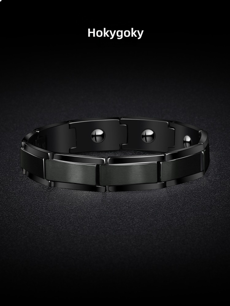 Men's Tungsten Bracelet Magnet Black Wide Version Exaggerated European and American Domineering Male Jewelry Personalized Lettering Accessories Fashion Rock Cycling