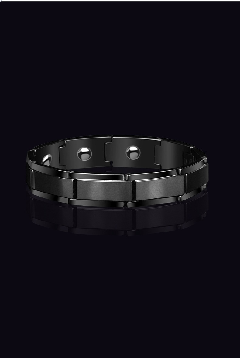 Men's Tungsten Bracelet Magnet Black Wide Version Exaggerated European and American Domineering Male Jewelry Personalized Lettering Accessories Fashion Rock Cycling