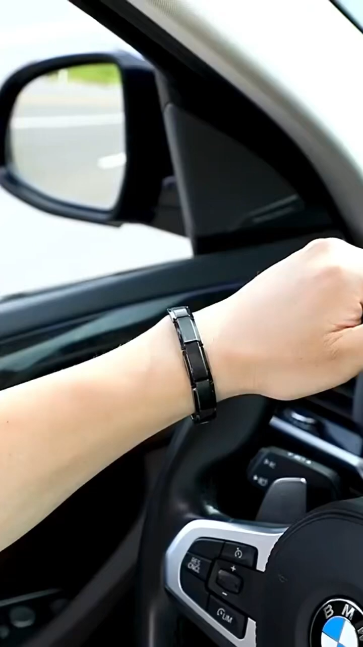 Men's Tungsten Bracelet Magnet Black Wide Version Exaggerated European and American Domineering Male Jewelry Personalized Lettering Accessories Fashion Rock Cycling