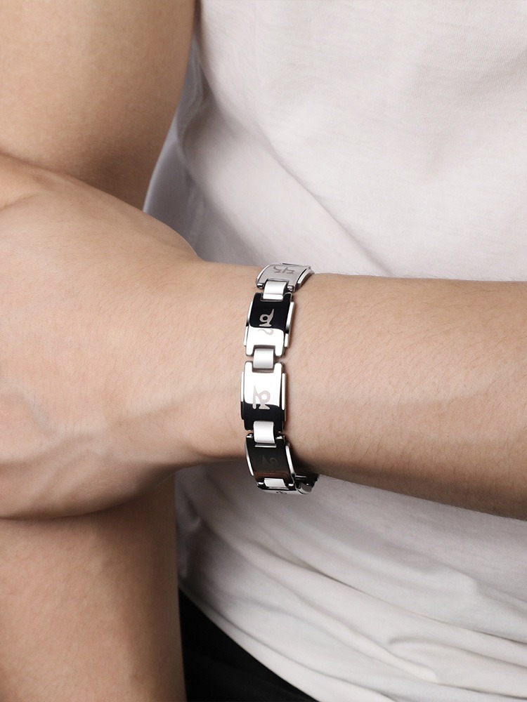 Om Mani Padme Hum Six-character Mantra Transfer Tungsten Steel Bracelet Tungsten Gold Men's Couple Brothers Hand Jewelry Retro Trend Men's Jewelry Bracelet High Hardness No Fading Anti-scratch Wear-resistant