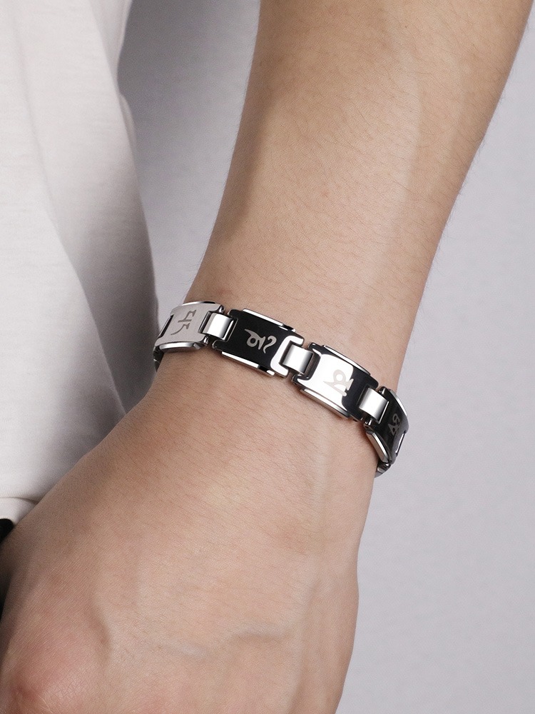 Om Mani Padme Hum Six-character Mantra Transfer Tungsten Steel Bracelet Tungsten Gold Men's Couple Brothers Hand Jewelry Retro Trend Men's Jewelry Bracelet High Hardness No Fading Anti-scratch Wear-resistant