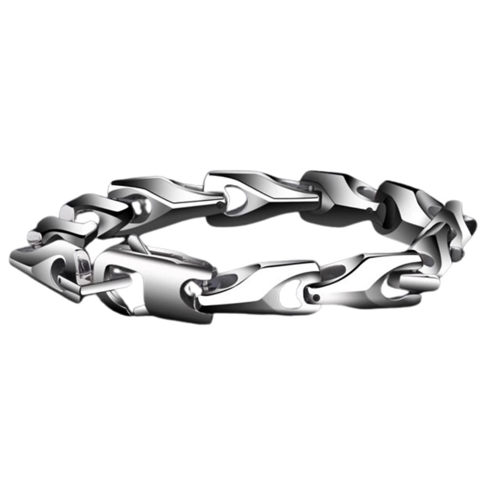 20cm Men's Tungsten Bracelet Hip-Hop Fashion Silver Personality Jewelry Light Luxury Loop Bracelet 857 Tungsten Material Interlocking Design Rock Riding Style Free Engraving Customization Personality Trendy Men's Accessories