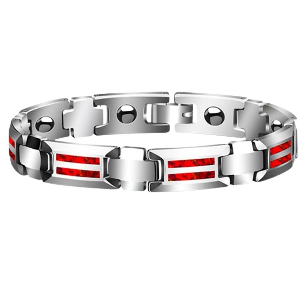 Men's Bracelet, Opal Tungsten Jewelry, Simple and Elegant Bracelet, High-End Bracelet, Men's Light Luxury Opal Bracelet, Tungsten Gold Magnet Health Bracelet, Blue/Red Opal Inlaid, Personalized Engraving, Stylish Men's Fashion Health Accessories