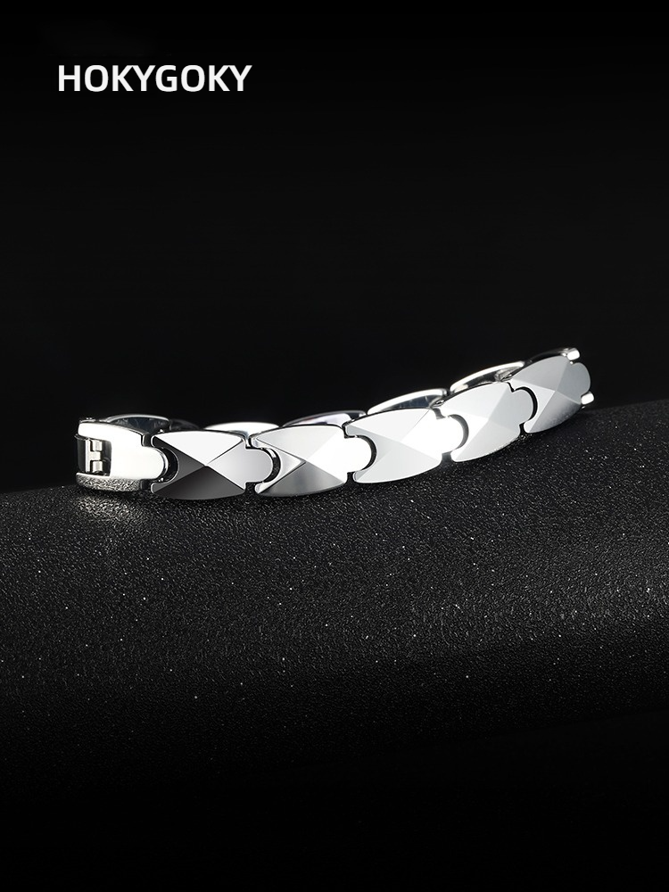 20.5cm Men's Bracelet Simple Magnet Jewelry Tungsten Gold Personality Hand Jewelry Light Luxury High-End God of War Bracelet 857 Tungsten Gold Material Vacuum Plating Process Arrow Element Design Wristband Trendy Men's Personality Accessories