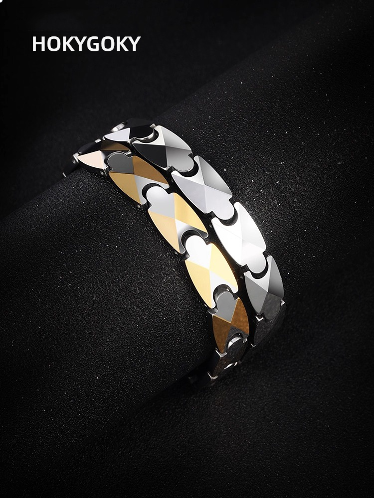 20.5cm Men's Bracelet Simple Magnet Jewelry Tungsten Gold Personality Hand Jewelry Light Luxury High-End God of War Bracelet 857 Tungsten Gold Material Vacuum Plating Process Arrow Element Design Wristband Trendy Men's Personality Accessories