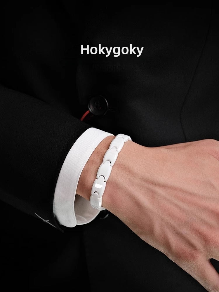 Ceramic Bracelets for Men and Women, High-end, Niche Design, Fashionable Couples, Trendy Chain, Magnet Inlaid Bracelets, No Wear and Discoloration, Simple, Atmospheric, Fashionable and Versatile