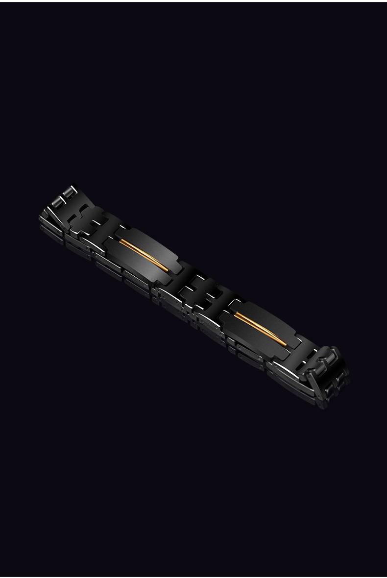 20.5cm Men'S Watch Strap Motorcycle Bracelet Black 857 Tungsten Gold Korean Hip-Hop Jewelry Trend Personality Original Design Niche Boyfriend Birthday Gift Wear-Resistant Non-Fading Dark Style