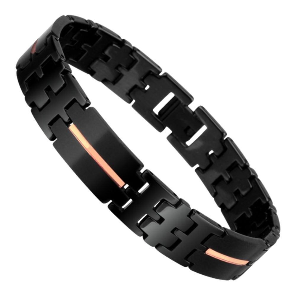 20.5cm Men'S Watch Strap Motorcycle Bracelet Black 857 Tungsten Gold Korean Hip-Hop Jewelry Trend Personality Original Design Niche Boyfriend Birthday Gift Wear-Resistant Non-Fading Dark Style