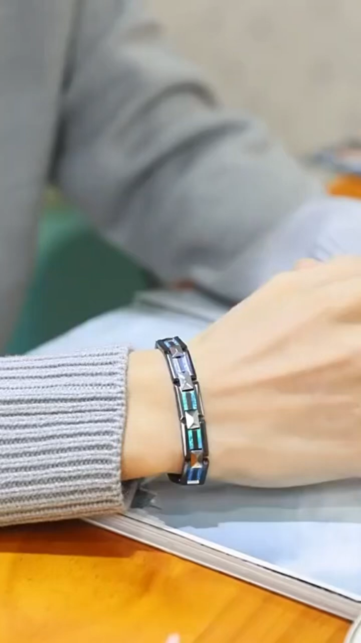 Men's 857 Tungsten Gold Space Porcelain Bracelet High-grade Tungsten Steel Male Hand Jewelry Trendy Personality Bracelet Jewelry Birthday Gift Wear-resistant and Scratch-resistant