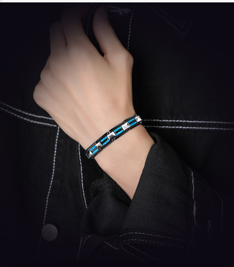 Men's 857 Tungsten Gold Space Porcelain Bracelet High-grade Tungsten Steel Male Hand Jewelry Trendy Personality Bracelet Jewelry Birthday Gift Wear-resistant and Scratch-resistant