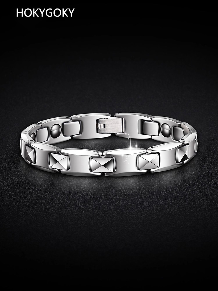 Tungsten Gold Men's Bracelet Personalized Couple Jewelry Female Jewelry High-End Birthday Gift 857 Tungsten Gold Magnet Bracelet Unisex Couple Style Wear-Resistant, Scratch-Resistant and Waterproof Inner Arc Comfortable Adjustable Length