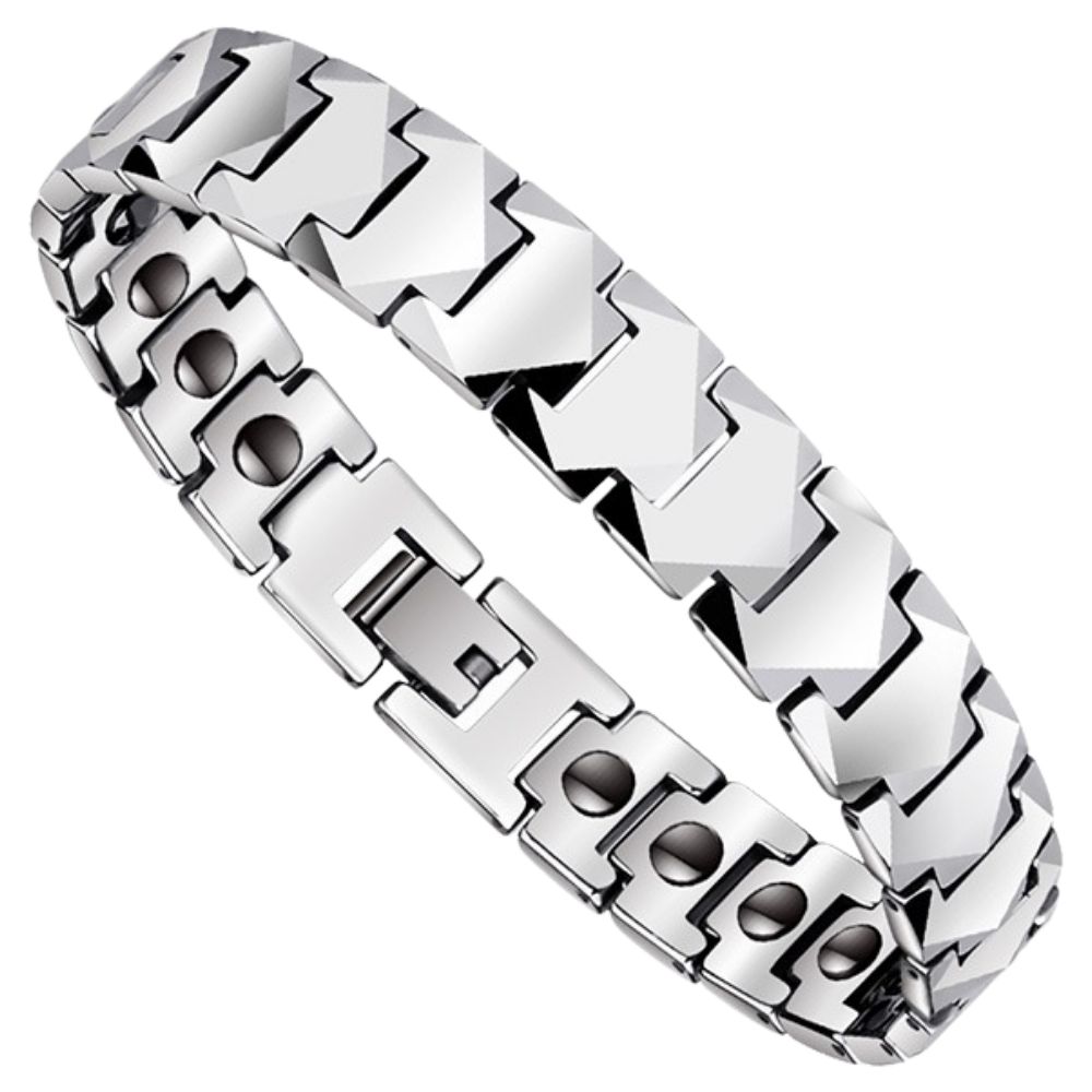 20cm Men's Tungsten Steel Bracelet High-End Simple Jewelry Inlaid with Magnets Fashion Men 857 Tungsten Gold Magnet Bracelet Classic Simple Wear-Resistant Scratch-Resistant Maintenance-Free Free Engraving Business Daily All-Match Accessories