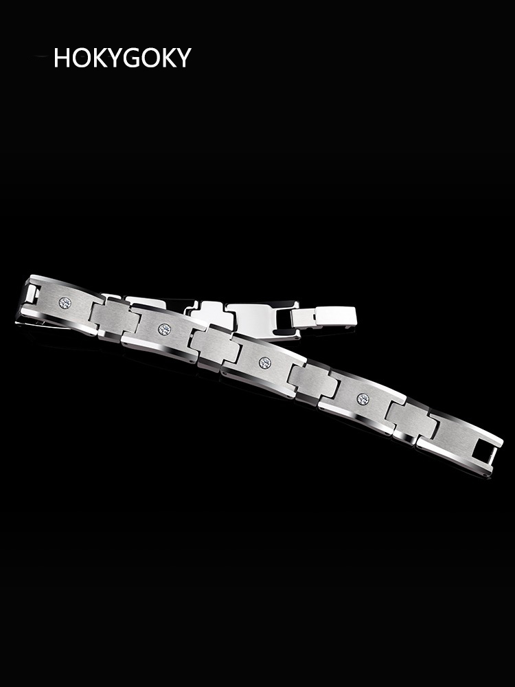 20cm Men's Tungsten Gold Bracelet Personalized Bracelet Simple Engraving Jewelry for Boyfriend's Birthday Gift Men's Light Luxury Business Jewelry 857 Tungsten Gold Timeless Zircon Gorgeous Cutting Shows Identity Taste Fashion Accessories