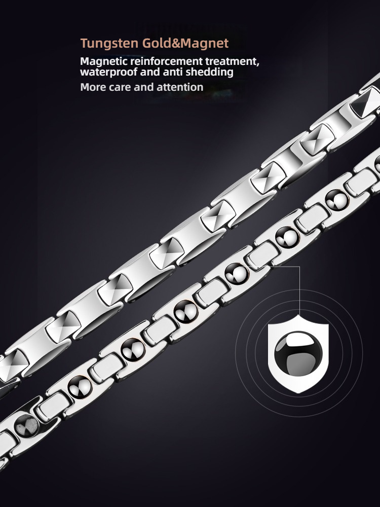 Tungsten Gold Men's Bracelet Personalized Couple Jewelry Female Jewelry High-End Birthday Gift 857 Tungsten Gold Magnet Bracelet Unisex Couple Style Wear-Resistant, Scratch-Resistant and Waterproof Inner Arc Comfortable Adjustable Length