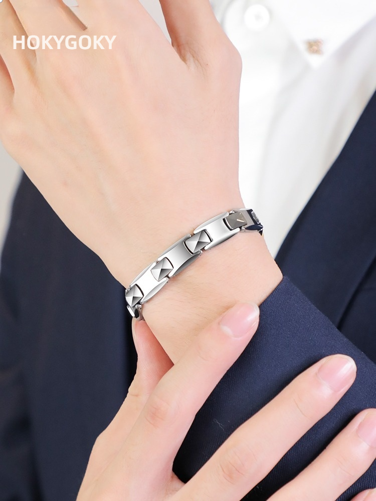 Tungsten Gold Men's Bracelet Personalized Couple Jewelry Female Jewelry High-End Birthday Gift 857 Tungsten Gold Magnet Bracelet Unisex Couple Style Wear-Resistant, Scratch-Resistant and Waterproof Inner Arc Comfortable Adjustable Length