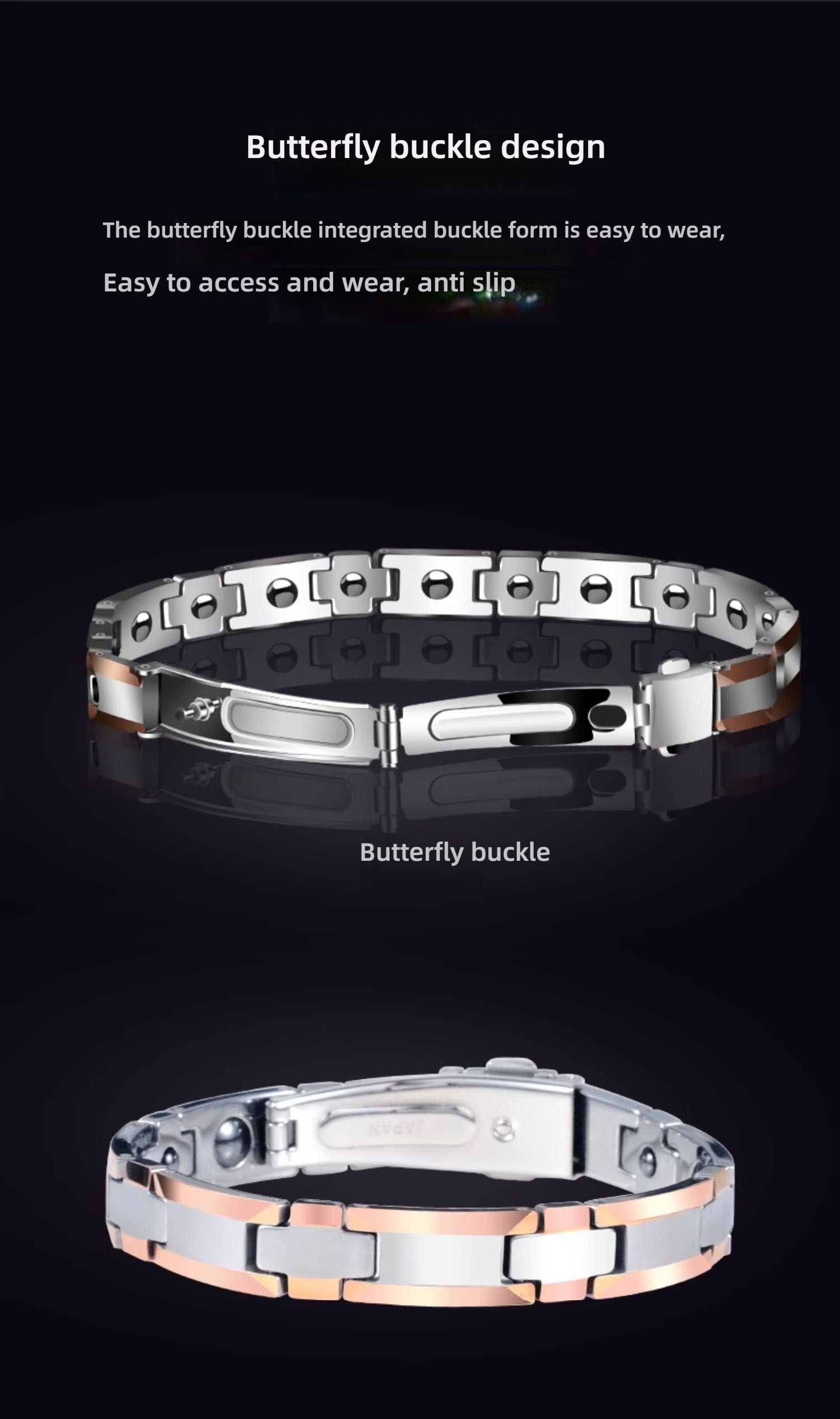 Men's Tungsten Bracelet Rose Gold Embellished Bracelet Niche Magnet Couple Trend Men's Tungsten Steel Bracelet High-end Fashion Elegant Magnetic Therapy Bracelet Simple and Generous