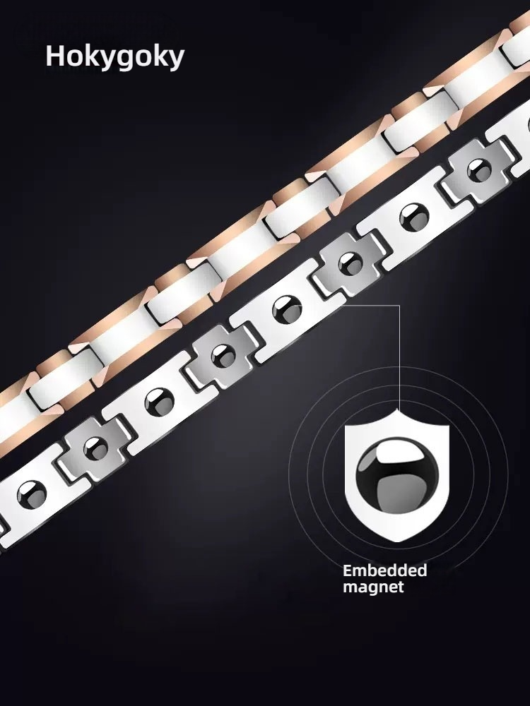 Men's Tungsten Bracelet Rose Gold Embellished Bracelet Niche Magnet Couple Trend Men's Tungsten Steel Bracelet High-end Fashion Elegant Magnetic Therapy Bracelet Simple and Generous