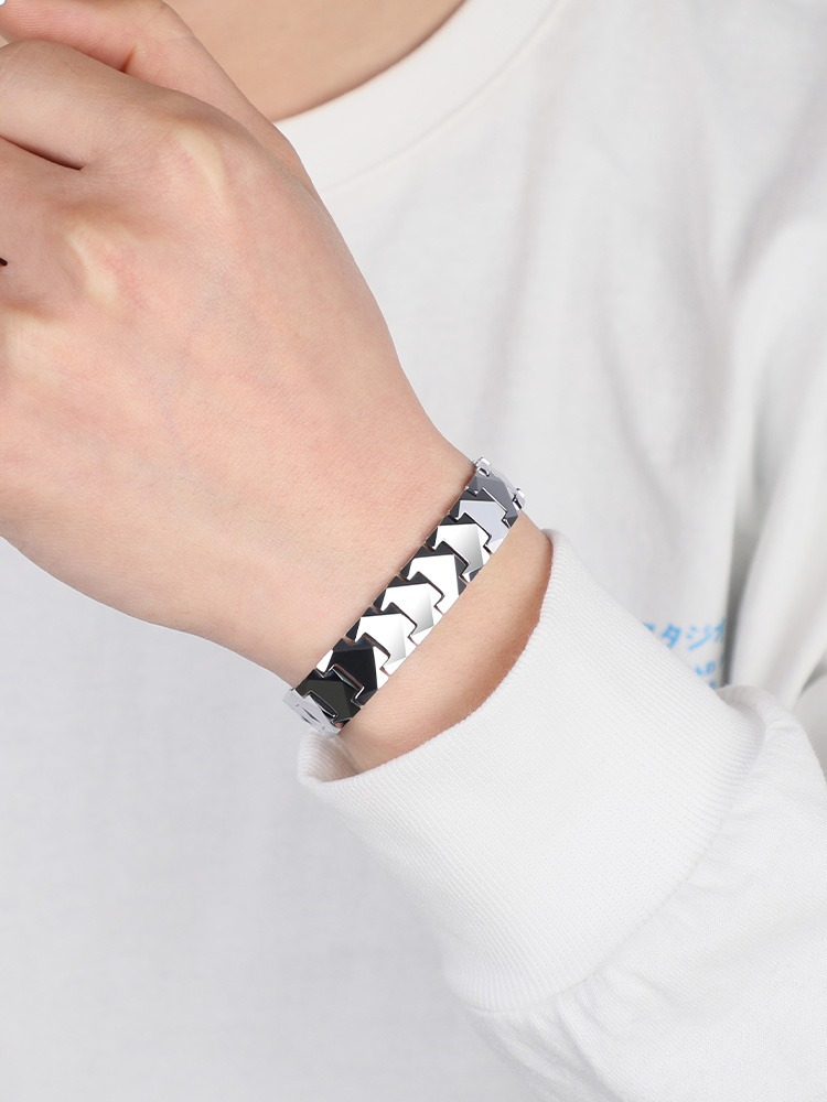 20cm Men's Tungsten Steel Bracelet High-End Simple Jewelry Inlaid with Magnets Fashion Men 857 Tungsten Gold Magnet Bracelet Classic Simple Wear-Resistant Scratch-Resistant Maintenance-Free Free Engraving Business Daily All-Match Accessories