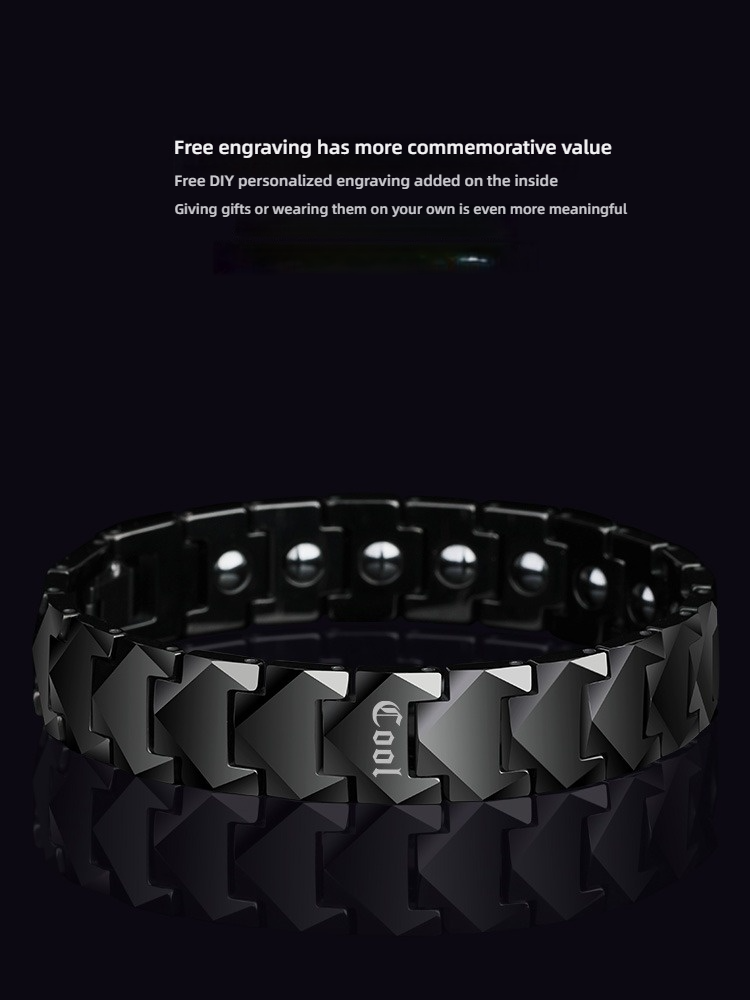 20cm Men's Tungsten Steel Bracelet High-End Simple Jewelry Inlaid with Magnets Fashion Men 857 Tungsten Gold Magnet Bracelet Classic Simple Wear-Resistant Scratch-Resistant Maintenance-Free Free Engraving Business Daily All-Match Accessories