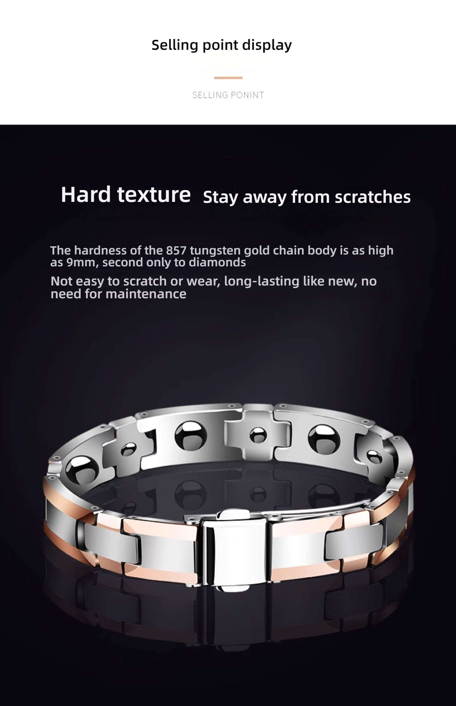 Men's Tungsten Bracelet Rose Gold Embellished Bracelet Niche Magnet Couple Trend Men's Tungsten Steel Bracelet High-end Fashion Elegant Magnetic Therapy Bracelet Simple and Generous