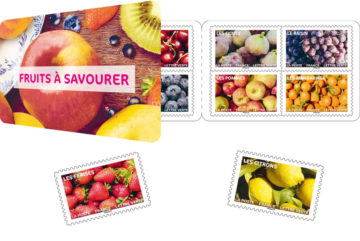 Carnet de 60 timbres - Fruits à savourer - Lettre verte