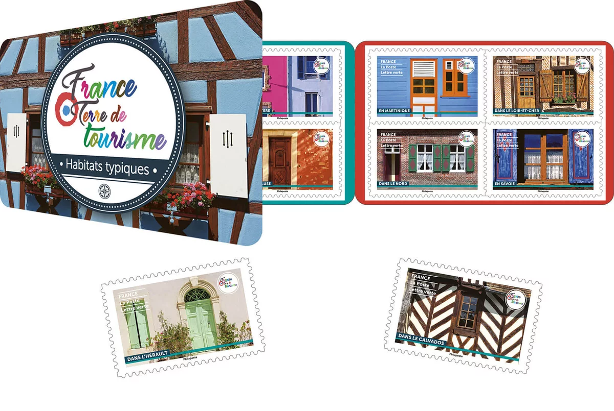 Carnet de 60 timbres - France Terre de Tourisme – Habitats typiques - Lettre verte