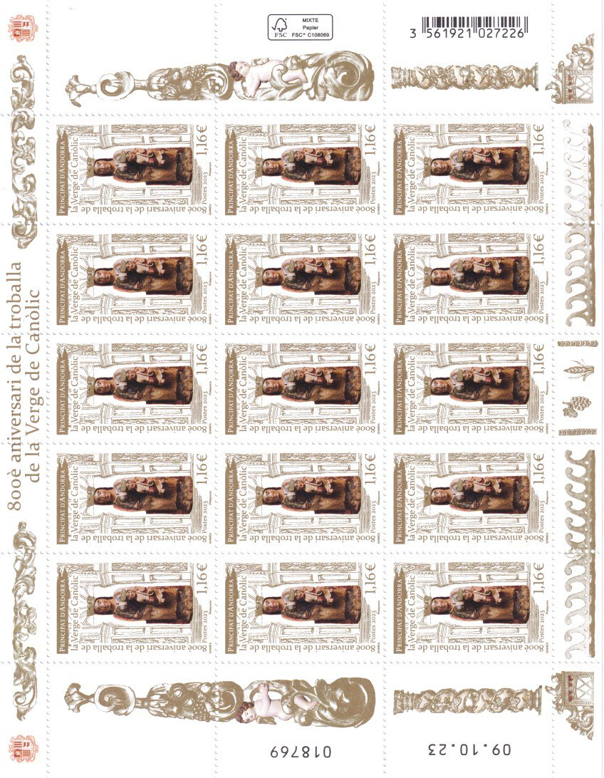 Carnet de 60 timbres - 800è aniversari de la troballade la Verge de Canòlic - Lettre verte