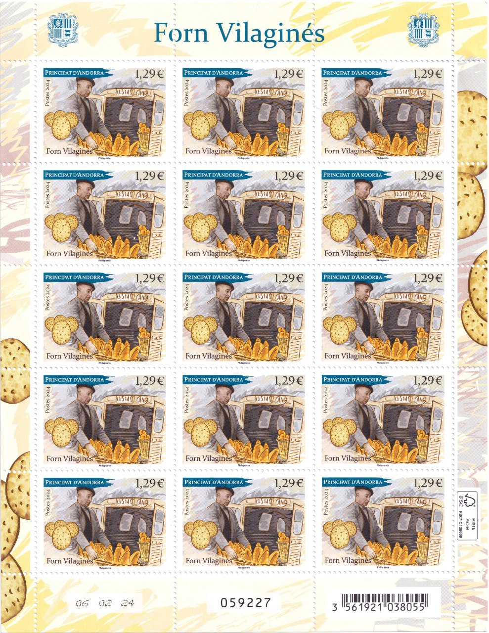 Carnet de 60 timbres - Forn Vilaginés - Lettre verte