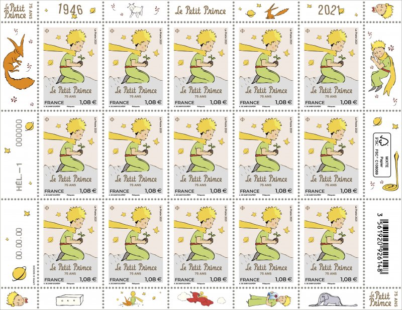 Carnet de 60 timbres - Le Ptit Primce - Lettre verte