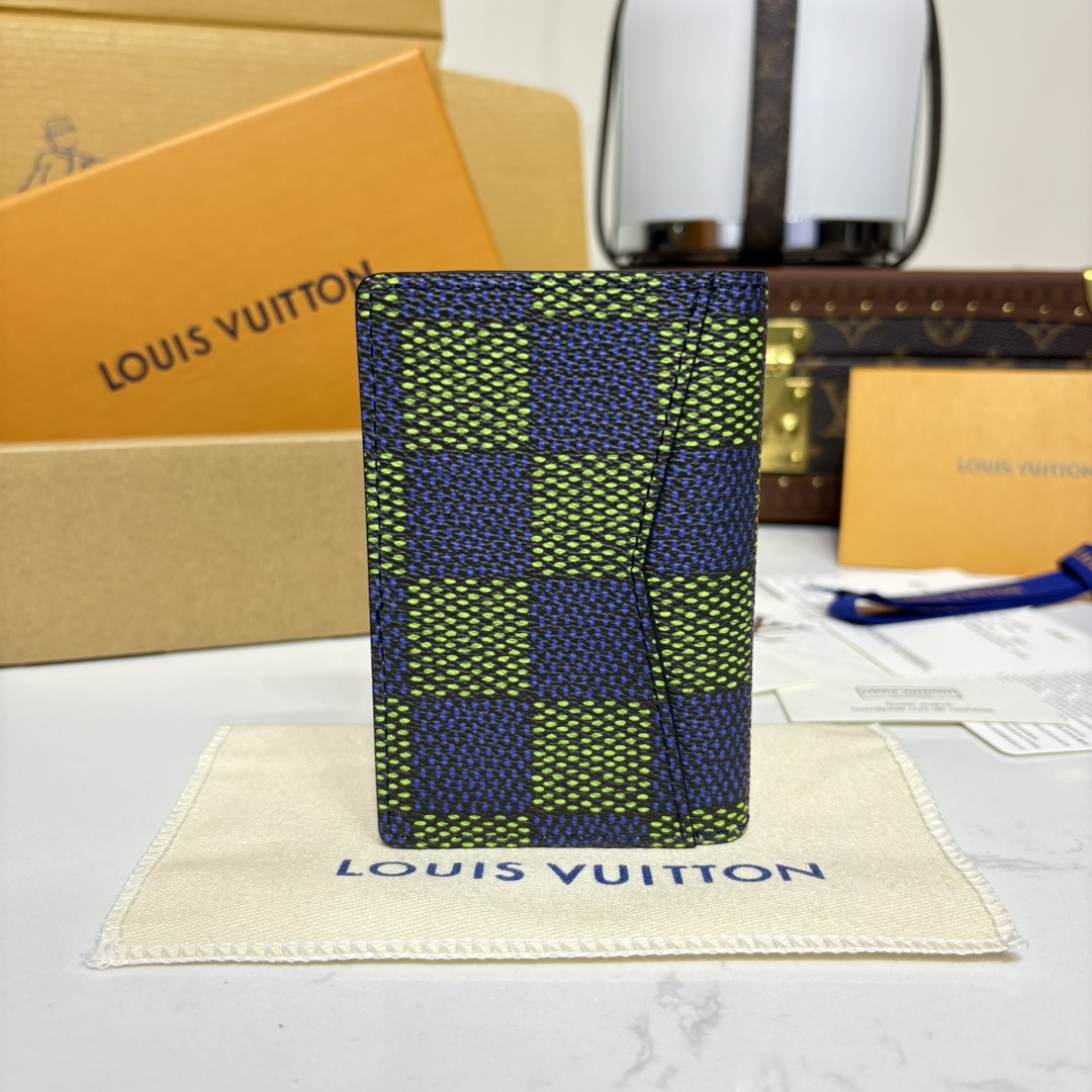 1161-Exclusive Duty-Free Edition | Blue-Green Damier Chip Card Holder