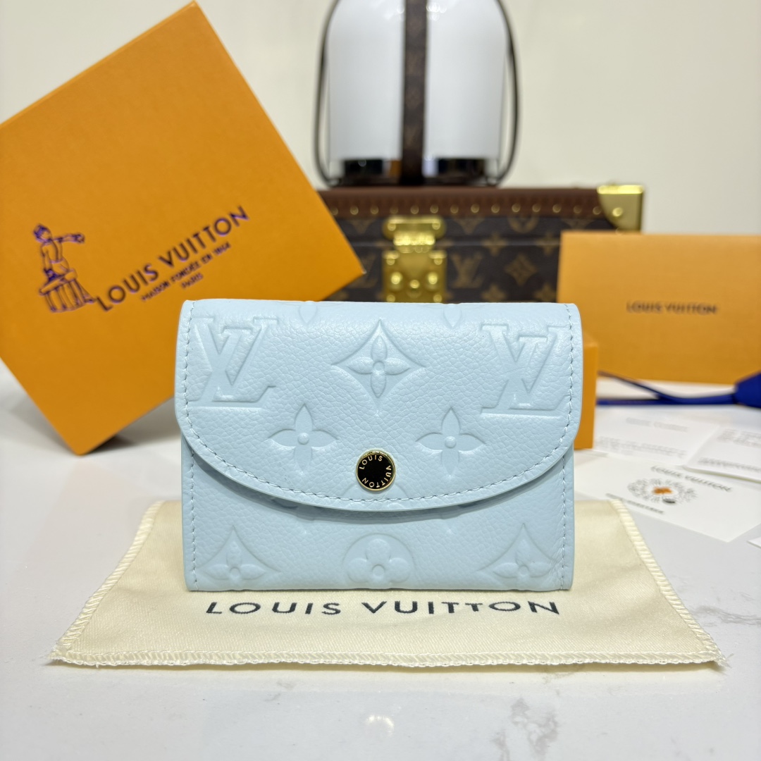 1166-Rosalie Embossed Coin Purse-Blue with Gold Chip